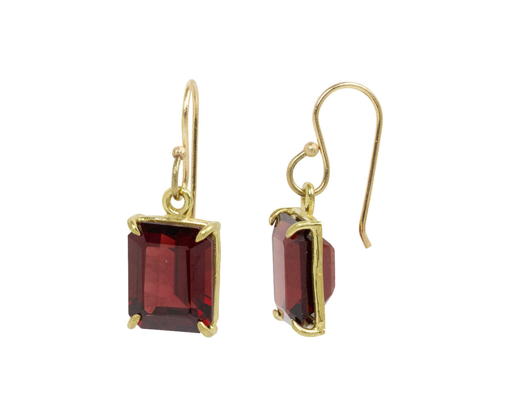 Garnet Emerald Cut Drop Earrings