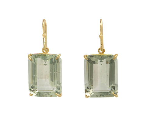 Emerald Cut Green Amethyst Earrings