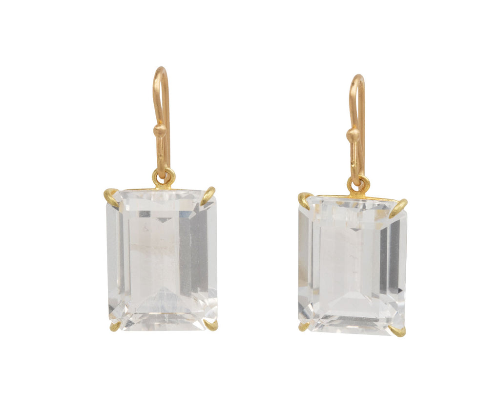 Emerald Cut White Topaz Earrings