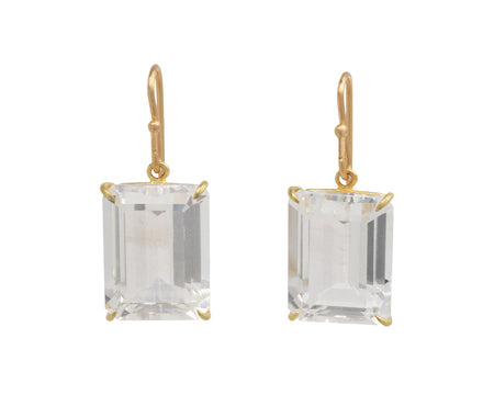 Emerald Cut White Topaz Earrings