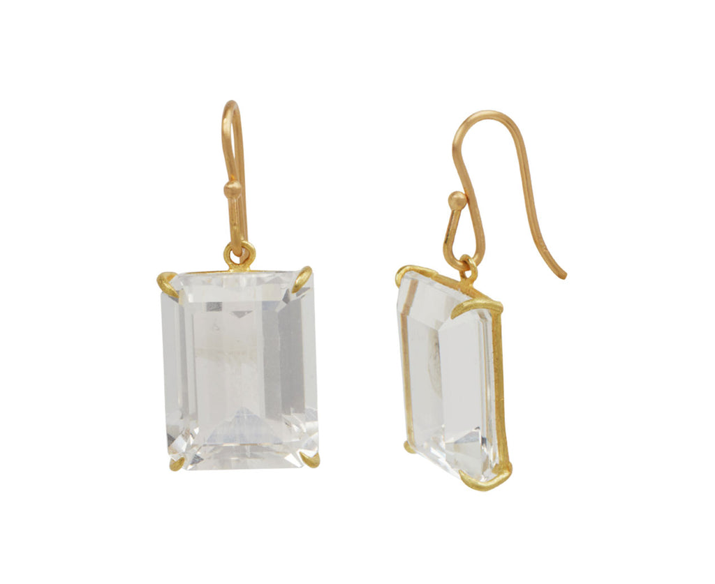 Emerald Cut White Topaz Earrings