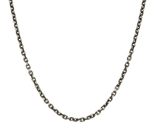 Long Thin Oxidized Sterling Silver Chain Necklace - TWISTonline 