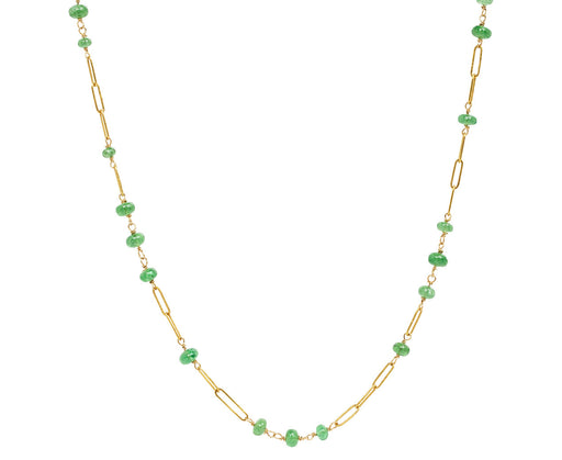 Tsavorite Beads and Handmade Links Necklace