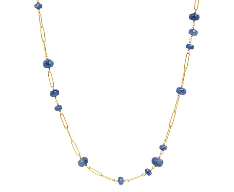 Sapphire Beads and Handmade Links Necklace
