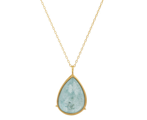 Caged Cabochon Aquamarine Pendant Necklace