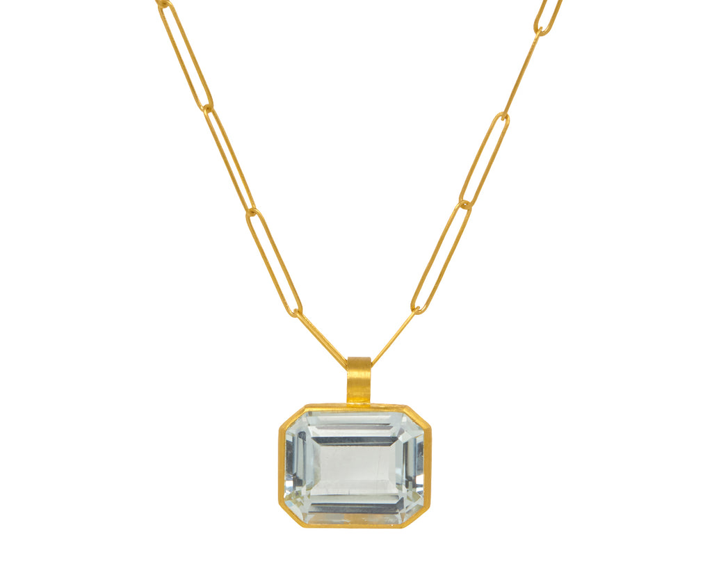Rosanne Pugliese Emerald Cut Blue Topaz Pendant ONLY - On Chain