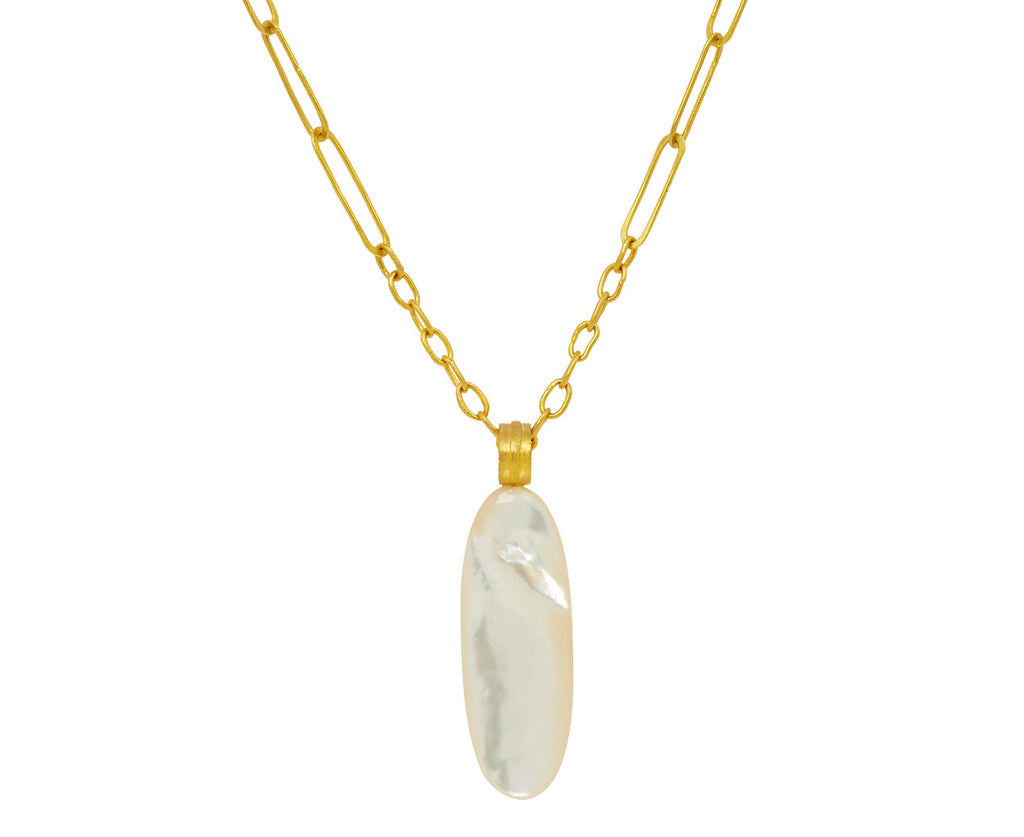Elongated Mother-of-Pearl Oval Pendant ONLY - TWISTonline 