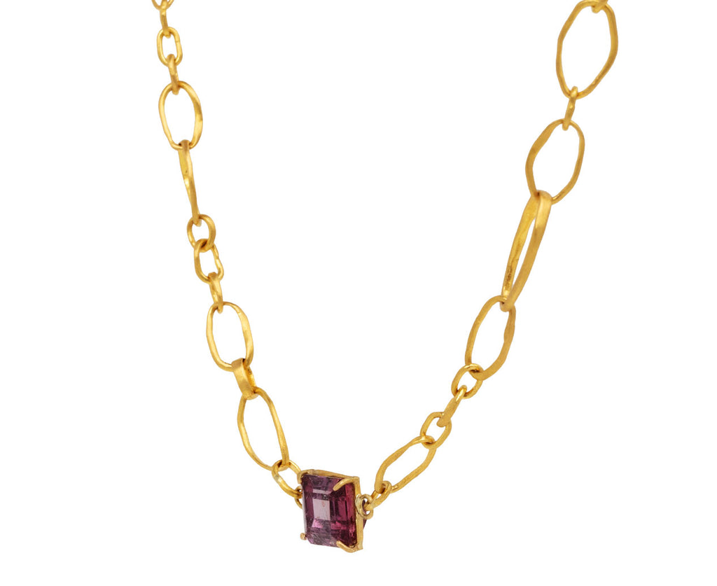 Bi-Color Tourmaline Mixed Link Chain Necklace
