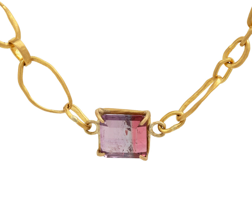 Bi-Color Tourmaline Mixed Link Chain Necklace