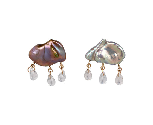 Gray Keshi Pearl Rainy Day Stud Earrings