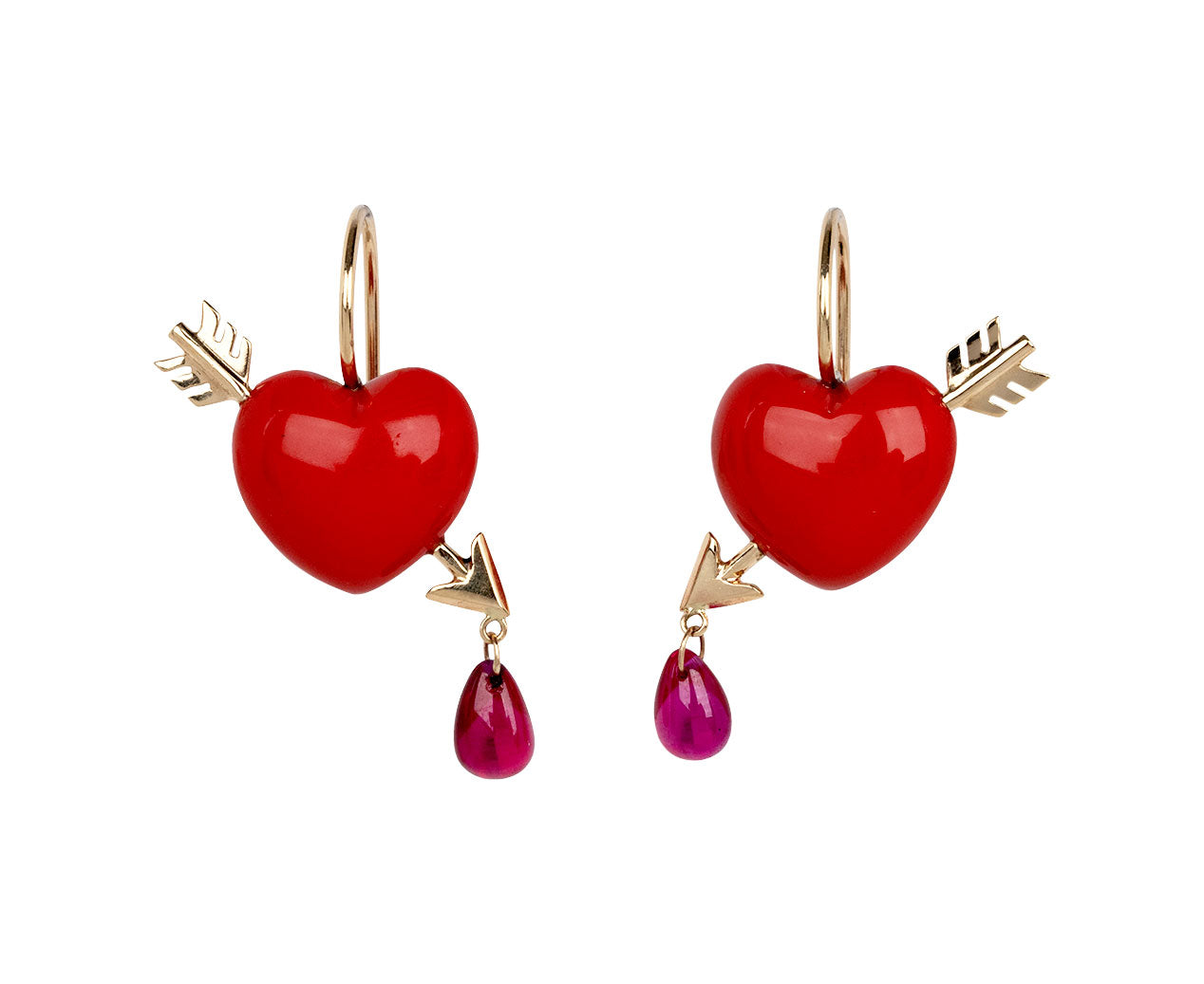 Heart top arrow earrings