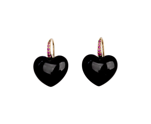 Rachel Quinn Black Onyx Heart Dollop Earrings