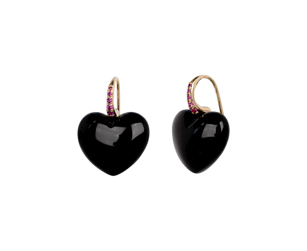 Rachel Quinn Black Onyx Heart Dollop Earrings Side View