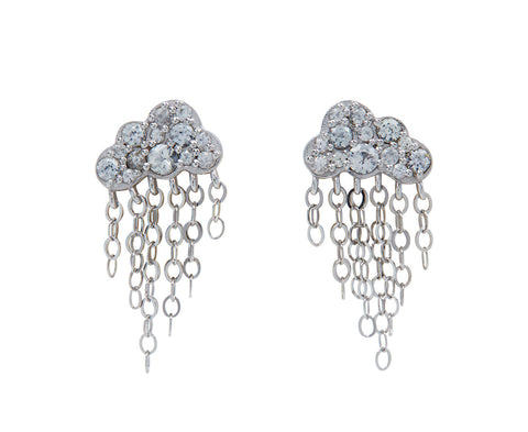 Rachel Quinn Rain Cloud Stud Earrings with White Sapphires