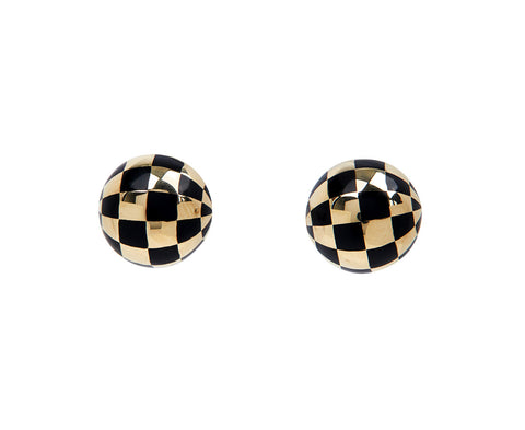 Rachel Quinn Checkered Ball Button Earrings