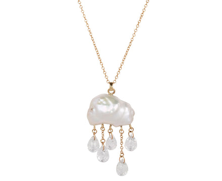 Rachel Quinn White Keshi Pearl Moonstone Pendant Necklace