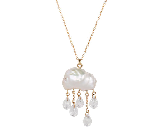 Rachel Quinn White Keshi Pearl Moonstone Pendant Necklace