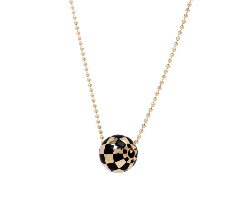 Rachel Quinn Checkered Ball Chain Necklace - Side View
