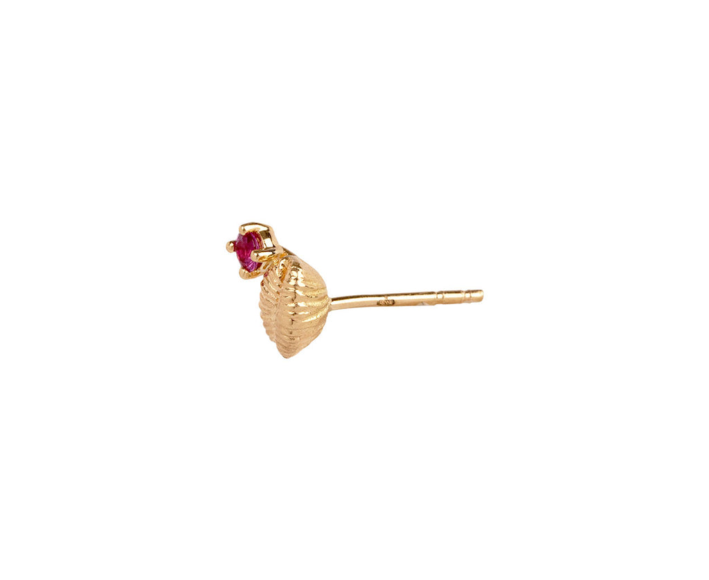 Renna Open Pink Sapphire Bitsy Bean SINGLE Stud Earring Side View