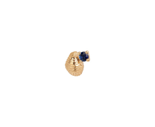 Closed Blue Sapphire Bitsy Bean SINGLE Stud Earring