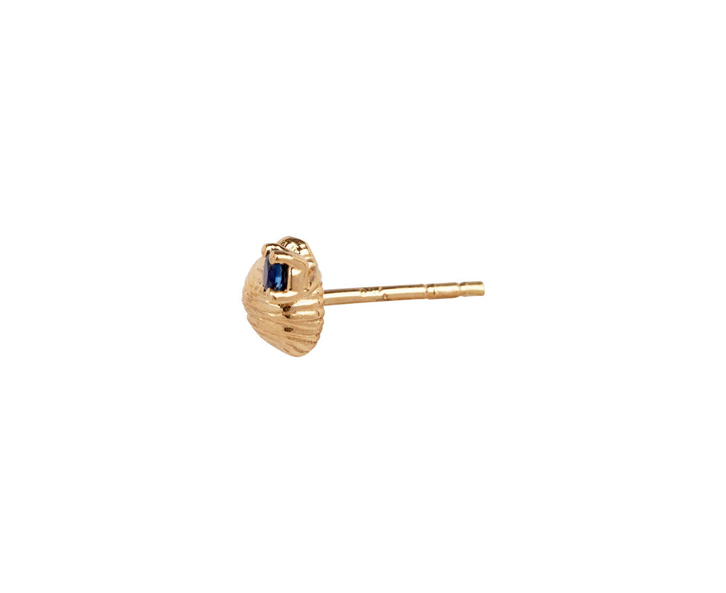 Closed Blue Sapphire Bitsy Bean SINGLE Stud Earring