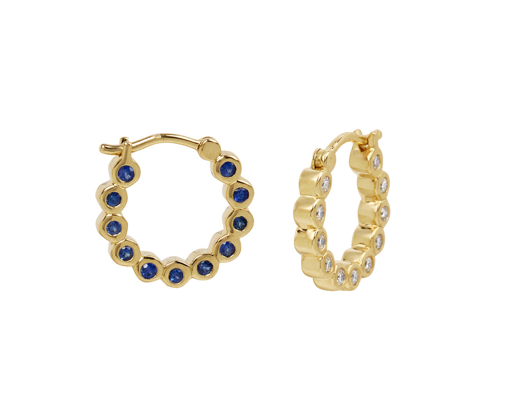 Diamond and Sapphire Bubble Hoop Earrings