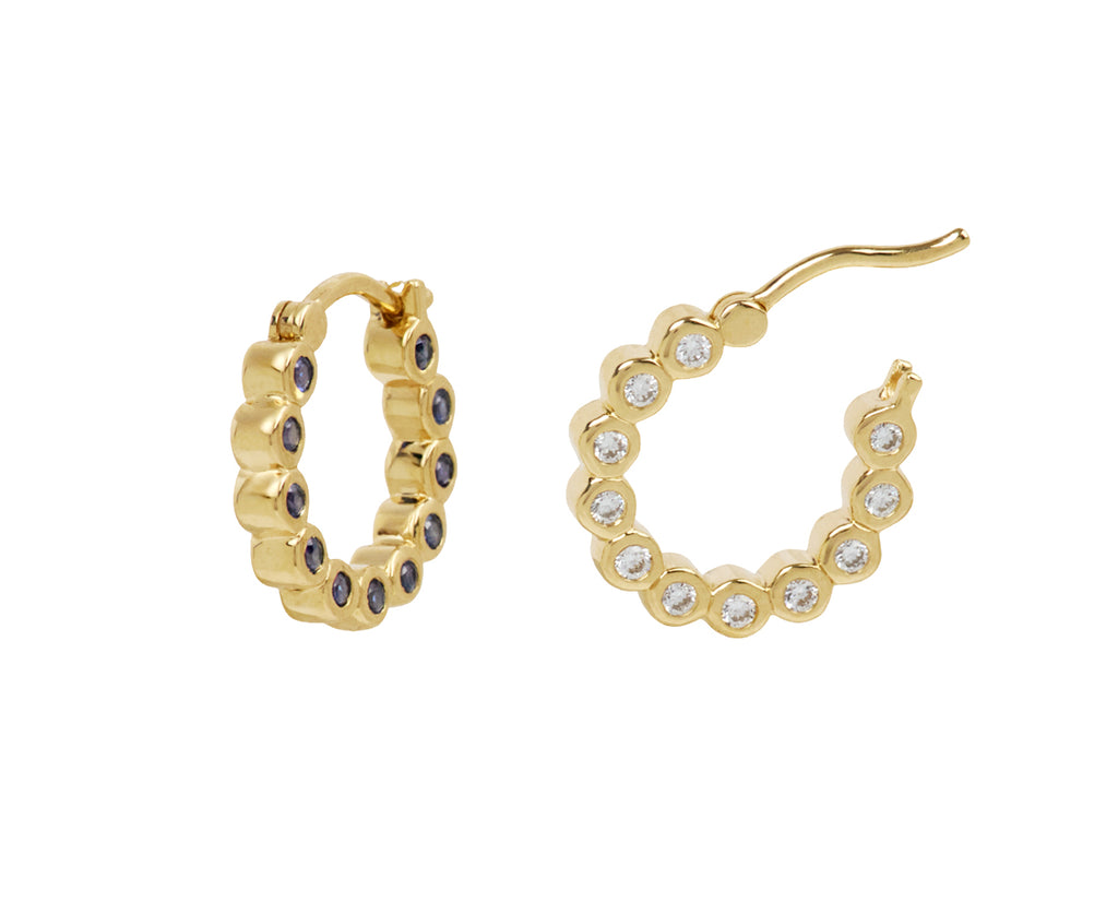 Diamond and Sapphire Bubble Hoop Earrings