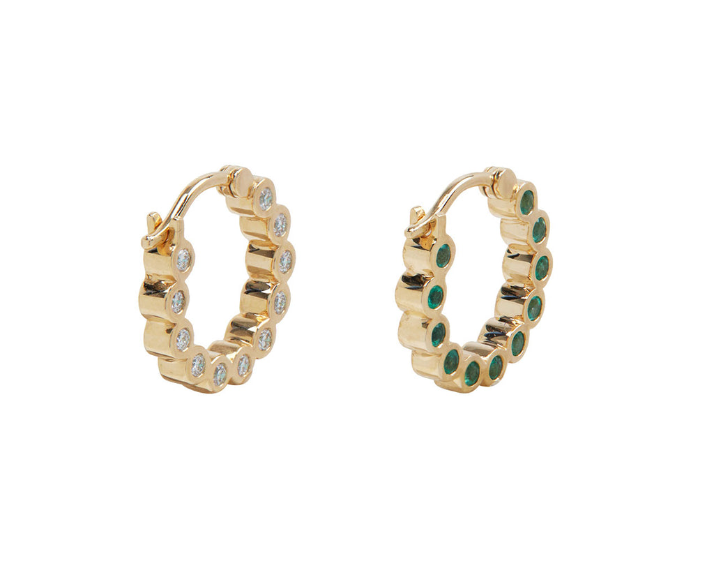 Emerald and Diamond Bubble Hoop Earrings