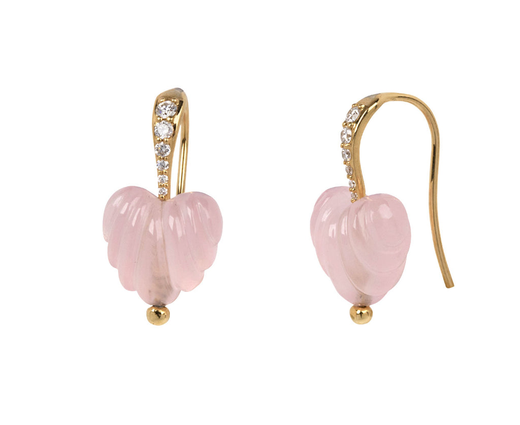 Renna Rose Quartz Dew Drop Earrings Side View