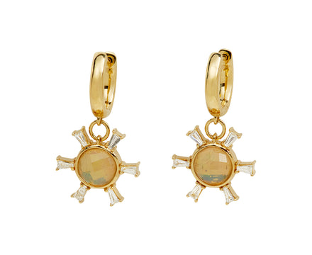 Australian Opal Starburst Huggie Hoop Earrings
