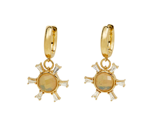 Australian Opal Starburst Huggie Hoop Earrings