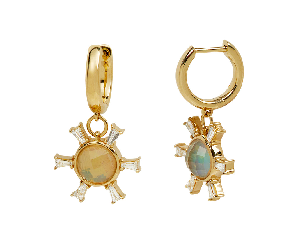 Australian Opal Starburst Huggie Hoop Earrings