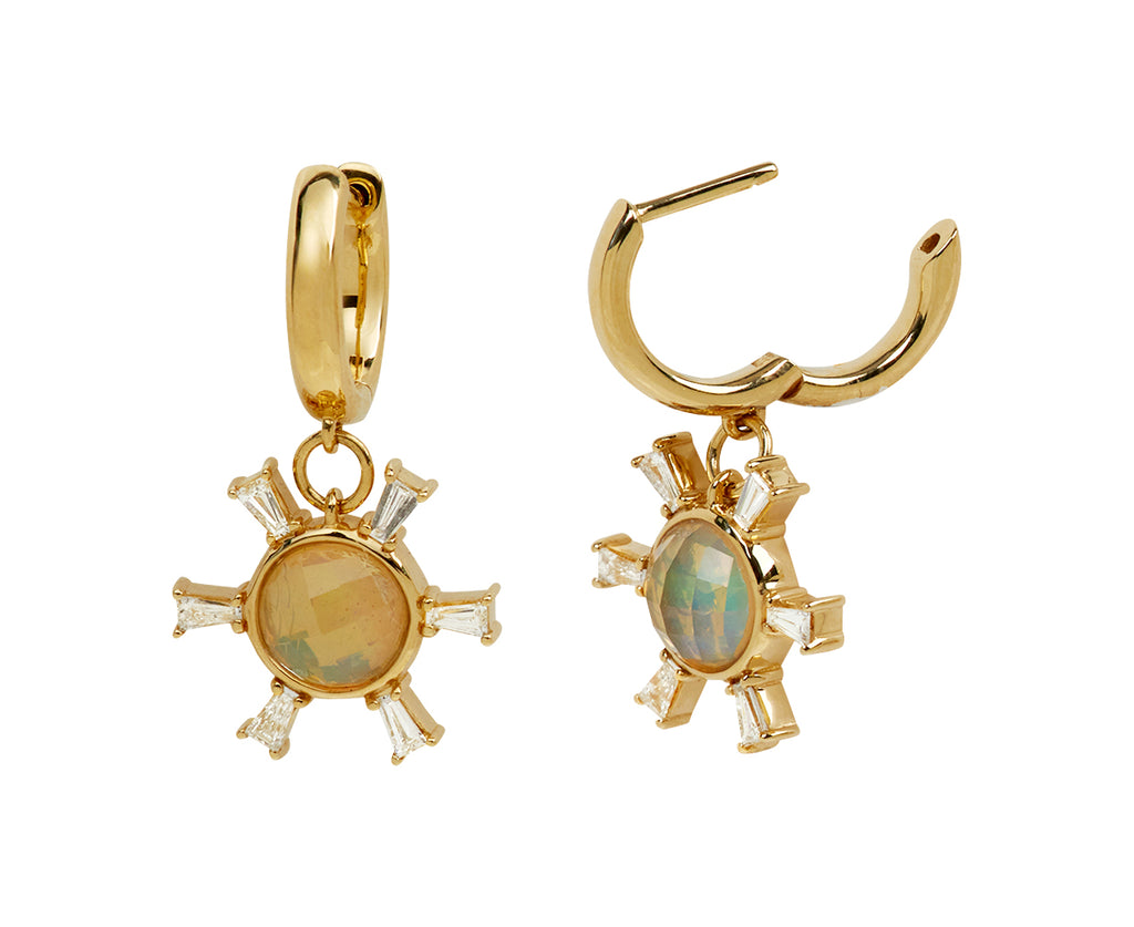Australian Opal Starburst Huggie Hoop Earrings