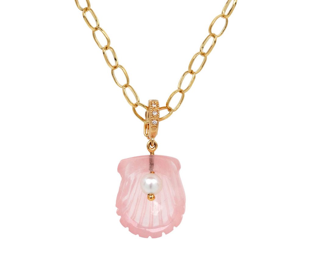 Rose Quartz and Pearl Dream Shell Pendant ONLY