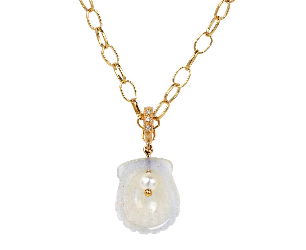 Rainbow Moonstone and Pearl Dream Shell Pendant ONLY