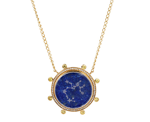 Yellow Sapphire and Lapis Sagittarius Necklace