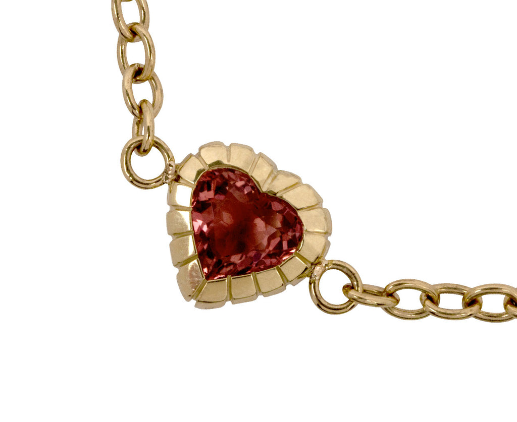 Retrouvai Pink Sapphire Heart Heirloom Bracelet Close Up charm