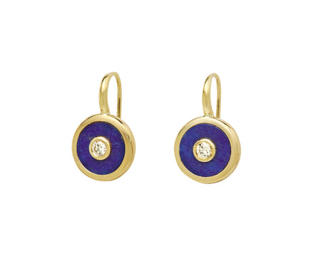 Retrouvai Lapis Midi Compass Hook Earrings