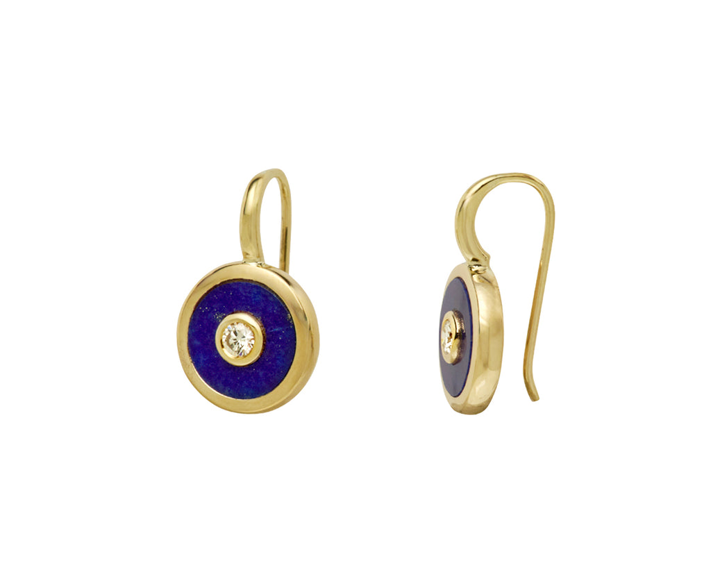 Retrouvai Lapis Midi Compass Hook Earrings Side