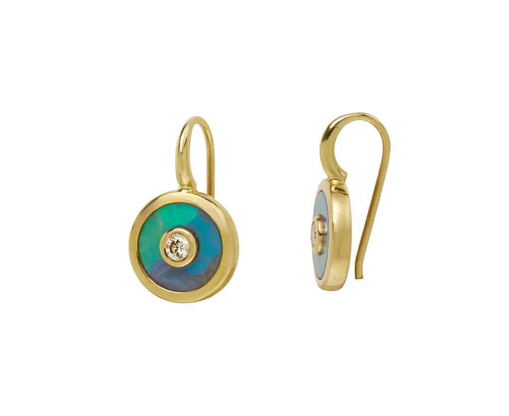 Retrouvai Brazilian Opal Midi Compass Hook Earrings Side