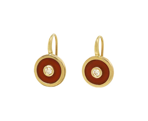 Retrouvai Carnelian Midi Compass Hook Earrings