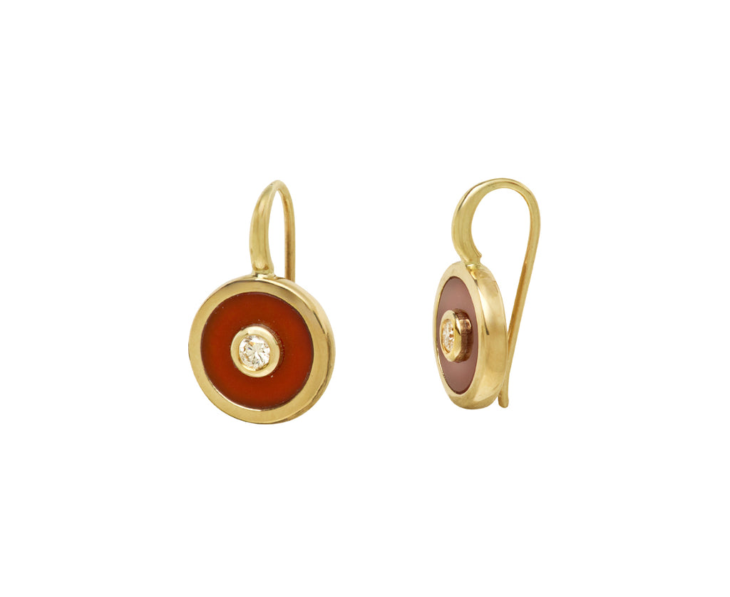 Retrouvai Carnelian Midi Compass Hook Earrings Side View