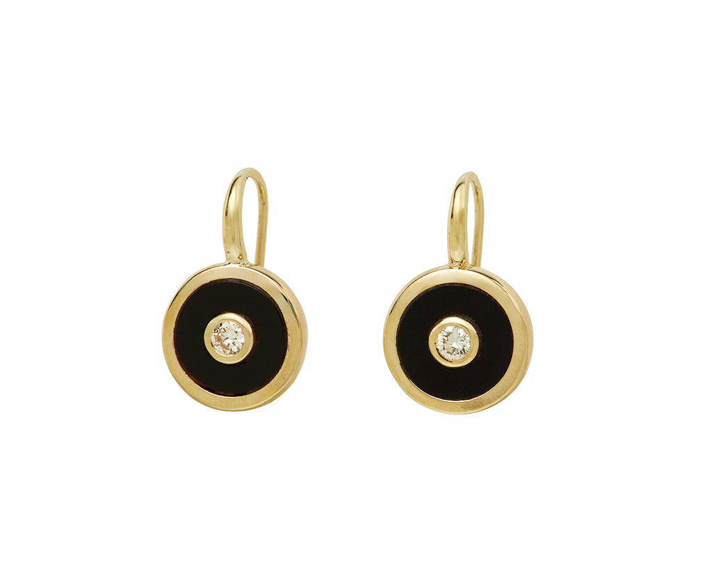 Retrouvai Onyx Midi Compass Hook Earrings