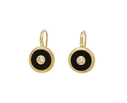 Retrouvai Onyx Midi Compass Hook Earrings