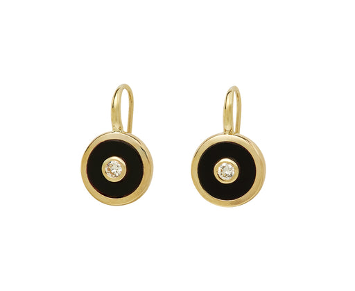 Retrouvai Onyx Midi Compass Hook Earrings