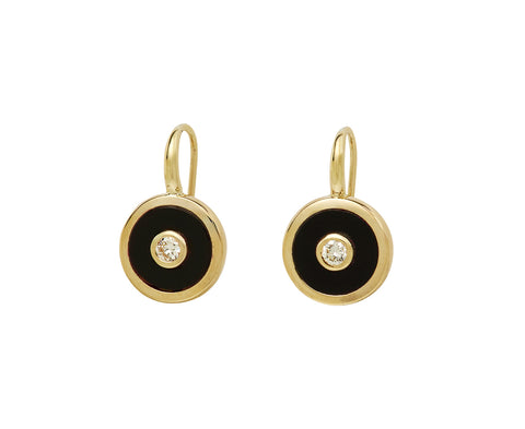Retrouvai Onyx Midi Compass Hook Earrings