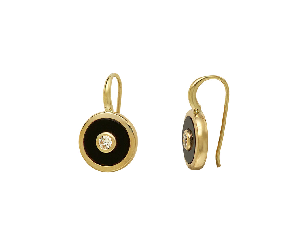 Retrouvai Onyx Midi Compass Hook Earrings Side