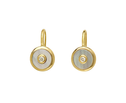 Retrouvai White Mother-of-Pearl Midi Compass Hook Earrings