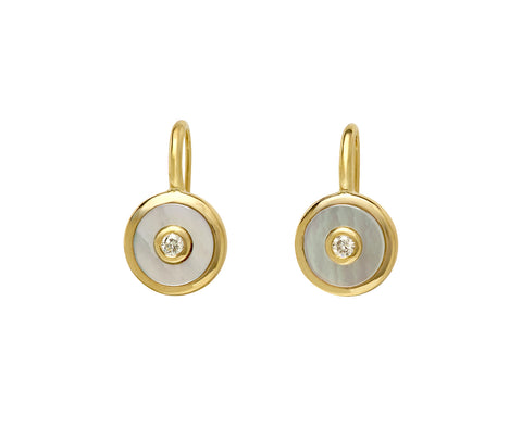 Retrouvai White Mother-of-Pearl Midi Compass Hook Earrings