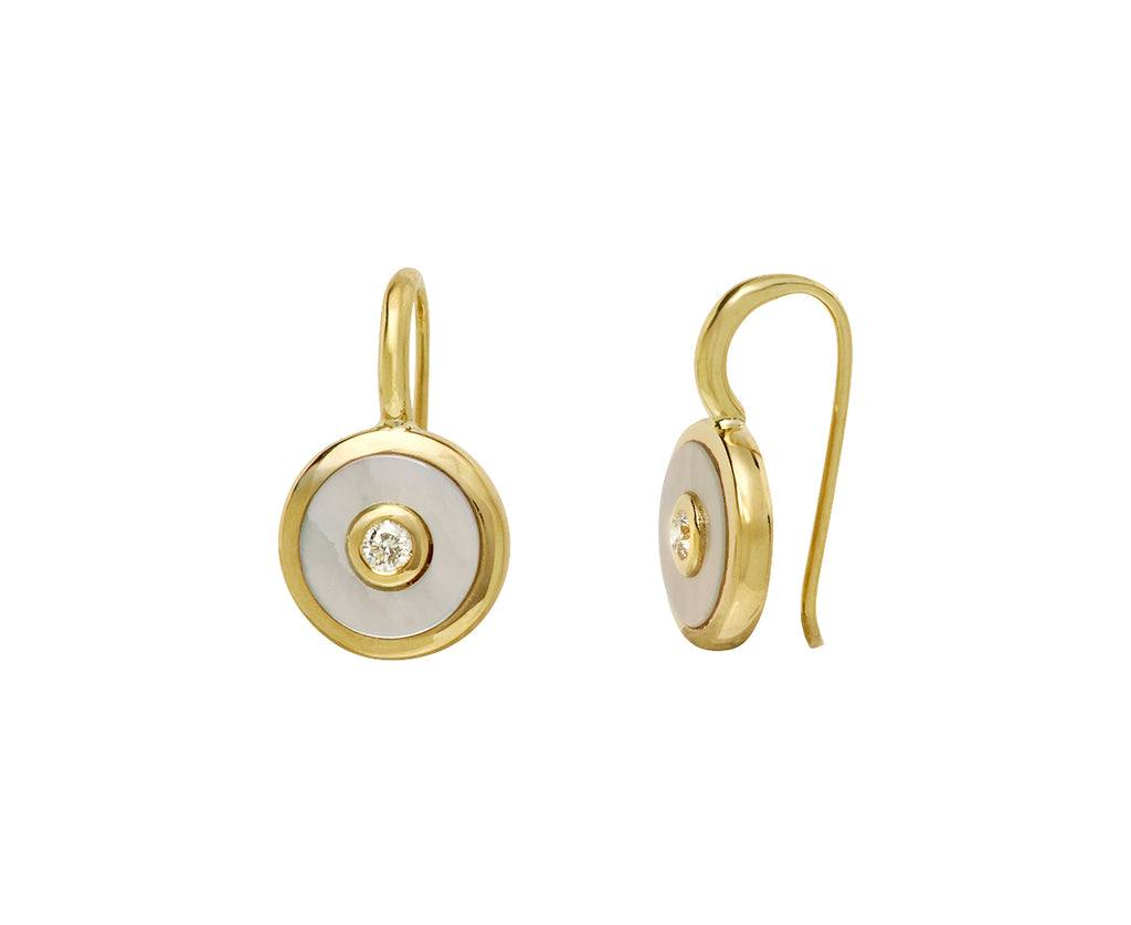 Retrouvai White Mother-of-Pearl Midi Compass Hook Earrings Side